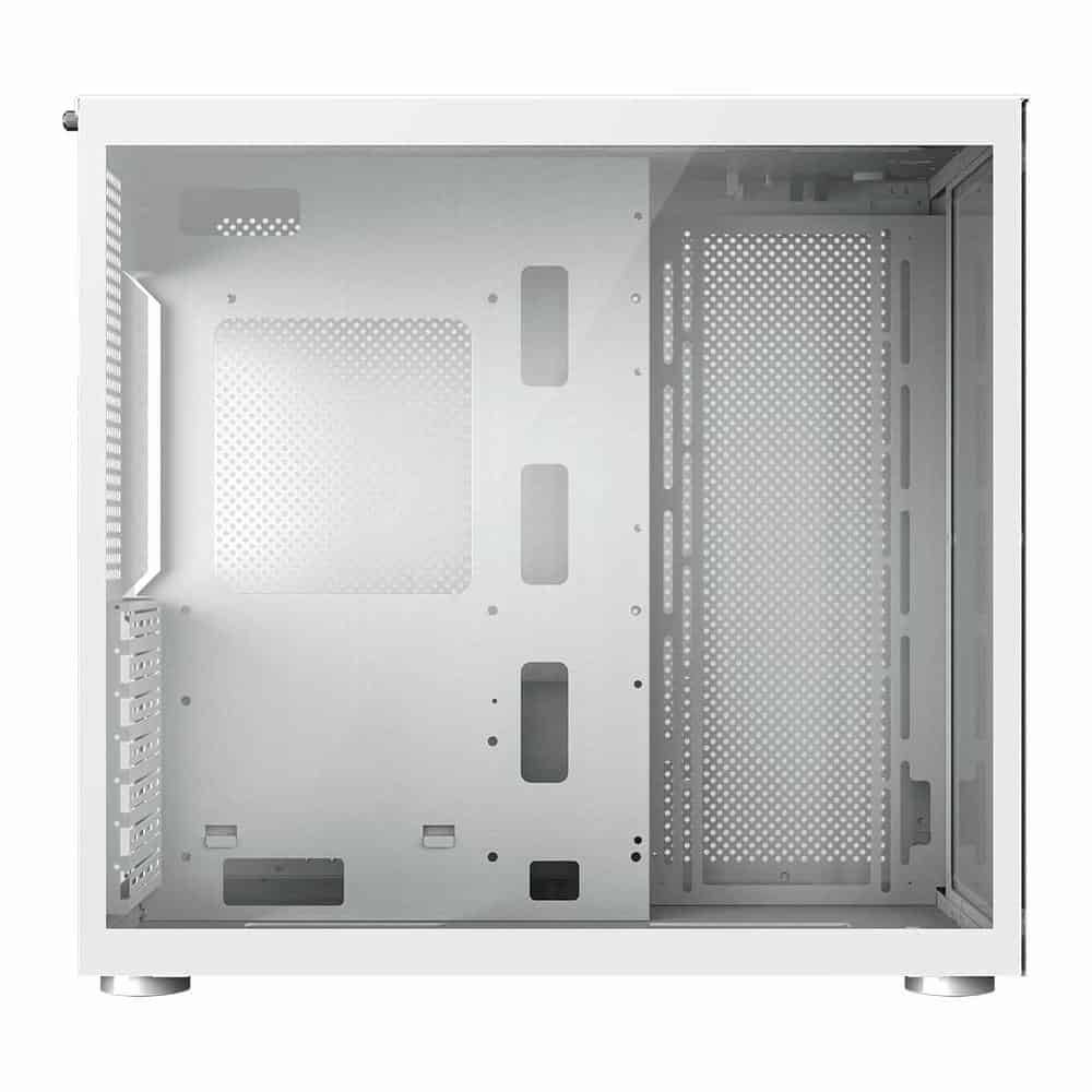 (image for) GameMax Infinity Mid Tower Tempered Glass White PC Gaming Case with 6 ARGB Fans